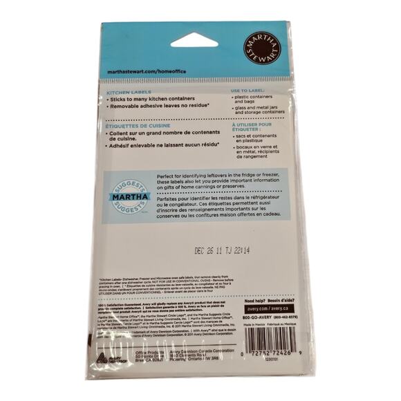 Martha Stewart Home Office 5 Packages Kitchen Labels 24 Stickers per Pack NEW - Picture 4 of 7
